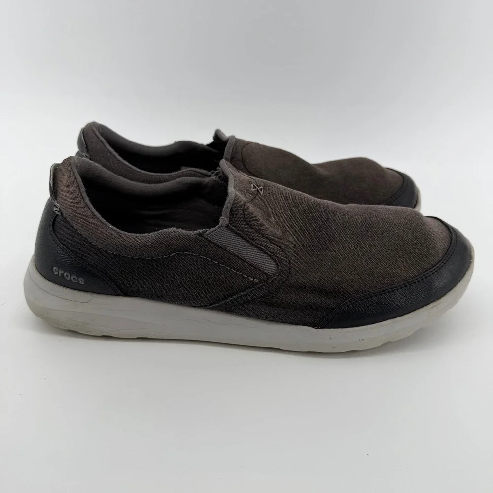 Crocs Santa Cruz 2 Luxe Loafers Mens 13 Charcoal Black Canvas Slip On 203051